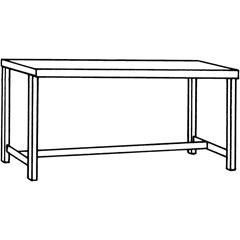Edelstahl-Arbeitstisch, 1 Mittelstrebe, Breite 2400 mm.