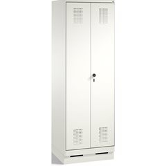 EVOLO Raumpflege-/Geräteschrank, verkürzte Trennwand, 6 Haken, Abteile 2 x 300 m