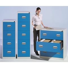Hängeregistraturschrank, 2-bahnig, 5 Schübe, lichtgrau.