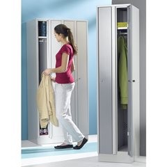 Raumspar-Schrank, 4 Abteile, Schrankbreite 800 mm, silbergrau RAL 7001.