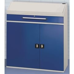 Industrie-Stehpult, mit 1 Schublade über dem Schrank, Breite 450 mm, lichtgrau.