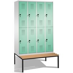 EVOLO Garderobenschrank, doppelstöckig, mit Sitzbank, 4 Abteile, je 2 Fächer, Ab