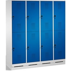 EVOLO Garderobenschrank, doppelstöckig, mit Sockel, 4 Abteile, je 2 Fächer, Abte