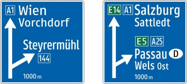 §53/15a Vorwegweiser Autobahn oder Autostraße | Alform Ausführung