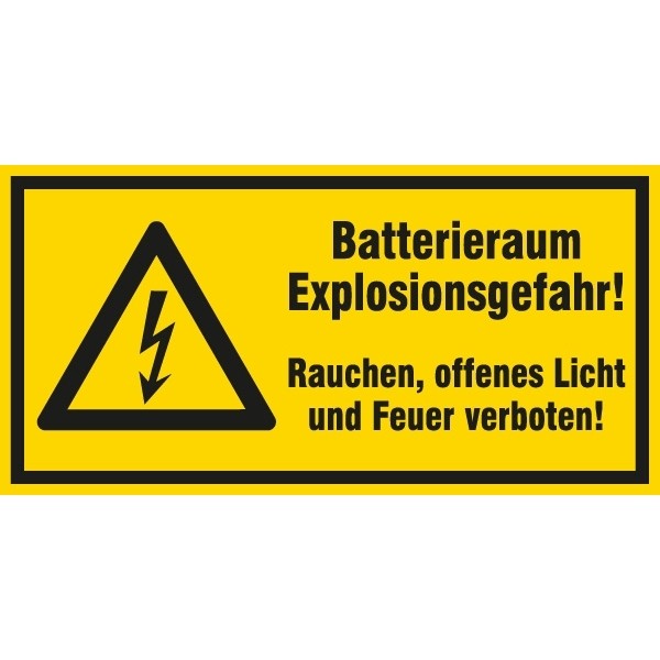 Hinweisschild Batterieraum 200x100/1.5mm