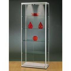Vitrine mit LED-Deckenspot, 2 x 5 W, Höhe 2000 mm, BxT 800 x 400 mm, Türen vorne.