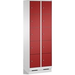 EVOLO Fächerschrank, mit Sockel, 2 Abteile, je 5 Fächer, Abteilbreite 300 mm, li