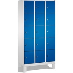EVOLO Fächerschrank, mit Füßen, 3 Abteile, je 5 Fächer, Abteilbreite 300 mm, lic