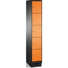 EVOLO Fächerschrank, mit Sockel, 1 Abteil, 5 Fächer, Abteilbreite 300 mm, schwar
