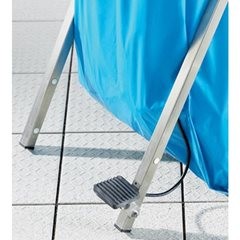 Hygiene-Müllsackständer aus Edelstahl, für Volumen 120 l, mit Pedal, blau.