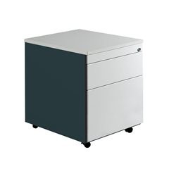 Schubladencontainer mit Rollen, HxT 579 x 600 mm, 1 Materialschub, 1 Hängeregistratur, anthrazitgrau