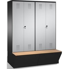 EVOLO Garderobenschrank, zueinander schlagende Türen, mit Aufbewahrungsbox, 4 Ab