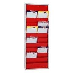 Planungstafel, mit 10 Schienen, zweireihig, HxBxT 1280 x 554 x 74 mm, rot.