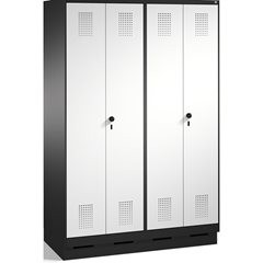 EVOLO Garderobenschrank, zueinander schlagende Türen, 4 Abteile, Abteilbreite 30