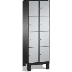 EVOLO Fächerschrank, mit Füßen, 2 Abteile, je 4 Fächer, Abteilbreite 300 mm, sch