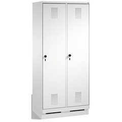 EVOLO Garderobenschrank, mit Sockel, 2 Abteile, Abteilbreite 400 mm, lichtgrau.