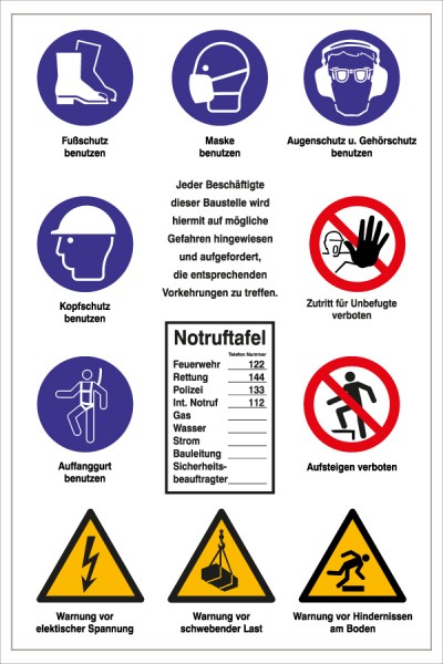 Baustellensicherheitstafel. 660x1000/2mm