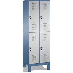 EVOLO Garderobenschrank, doppelstöckig, mit Füßen, 2 Abteile, je 2 Fächer, Abtei