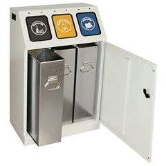 Wertstoffsammler, Stahl, Volumen 3 x 30 l, TRIPLEX, 3 Innenbehälter.