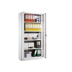 Universal-Flügeltürschrank, Außen-HxBxT 1950 x 915 x 421 mm, Türen lichtgrau.