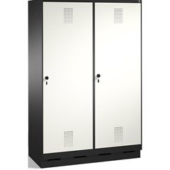 EVOLO Garderobenschrank, Tür über 2 Abteile, mit Sockel, 4 Abteile, 2 Türen, Abt