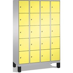EVOLO Fächerschrank, mit Füßen, 4 Abteile, je 5 Fächer, Abteilbreite 300 mm, wei