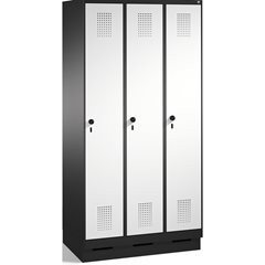 EVOLO Garderobenschrank, mit Sockel, 3 Abteile, Abteilbreite 300 mm, schwarzgrau