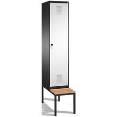 EVOLO Garderobenschrank, mit Sitzbank, 1 Abteil, Abteilbreite 400 mm, schwarzgra