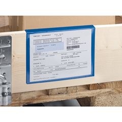 Beschriftungstaschen, VE 100 Stk, für Holzaufsatzrahmen, Papierformat DIN A4, blau.