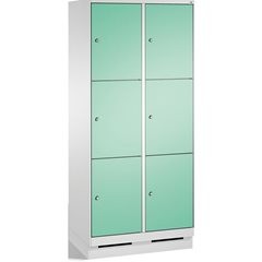 EVOLO Fächerschrank, mit Sockel, 2 Abteile, je 3 Fächer, Abteilbreite 400 mm, li