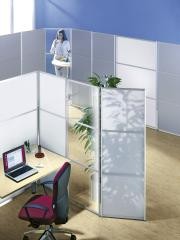 Stellwand- und Paraventsystem, HxBxT 1800 x 1000 x 18 mm, ESG-Glas weiß matt.