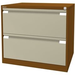 Hängeregistraturschrank, 2-bahnig, 2 Schübe, DIN A4, sepiabraun / creme.