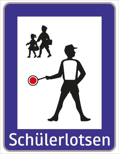 Schülerlotsen weiß/blau/schwarz | C-Sign, gebördelt