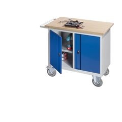 Kompaktwerkbank, fahrbar, mit 2 Türen, BxT 950 x 590 mm.