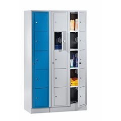 Wäscheausgabeschrank, HxBxT 1800 x 700 x 500 mm, 10 Fächer, lichtgrau / feuerrot.
