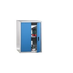 Aufsatzschrank mit Flügeltüren, mit Vollblechtüren, HxBxT 1000 x 1023 x 725 mm, lichtblau.