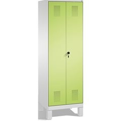 EVOLO Raumpflege-/Geräteschrank, verkürzte Trennwand, 6 Haken, Abteile 2 x 300 m
