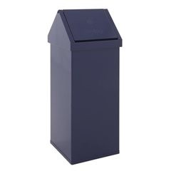 Abfallbehälter, Aluminium, mit Schwingdeckel, Volumen 110 l, BxHxT 360 x 1000 x 360 mm, blau.