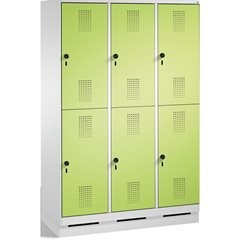 EVOLO Garderobenschrank, doppelstöckig, mit Sockel, 3 Abteile, je 2 Fächer, Abte