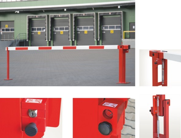 Compact-Systemschranke mit festem Auflagepfosten (beidseitig) zum Aufdübeln, mit Rundzylinder, inkl.