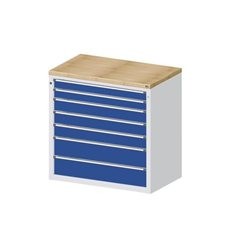 Schrank für Material- und Werkzeugausgabetheke, 2 Schubladen 90 mm, 3 Schubladen 120 mm, 2 Schublade
