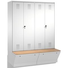 EVOLO Garderobenschrank, zueinander schlagende Türen, mit Aufbewahrungsbox, 4 Ab