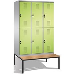 EVOLO Garderobenschrank, doppelstöckig, mit Sitzbank, 3 Abteile, je 2 Fächer, Ab