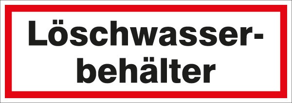 Hinweisschild Löschwasserbehälter 297x105/1.5 mm