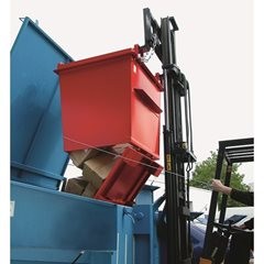 Konischer Klappbodenbehälter, Volumen 0,7 m³, Traglast 1500 kg, blau RAL 5012.