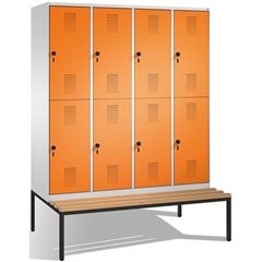 EVOLO Garderobenschrank, doppelstöckig, mit Sitzbank, 4 Abteile, je 2 Fächer, Ab