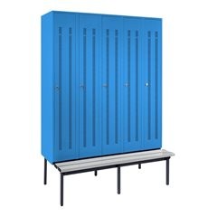 Spind Berlin 1 Sitzbank, 5 Abteile, lichtblau, B 1500 mm, untergebaut, Kunststoff.