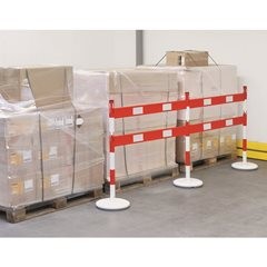 Absperrpfostenset mit Planken, 2 Pfosten, 2 Planken, Edelstahl / verchromt.