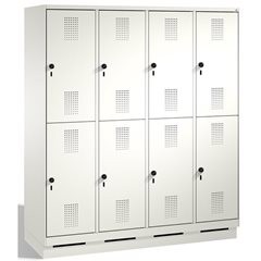 EVOLO Garderobenschrank, doppelstöckig, mit Sockel, 4 Abteile, je 2 Fächer, Abte