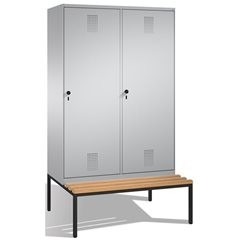 EVOLO Garderobenschrank, mit Sitzbank, Tür über 2 Abteile, 4 Abteile, 2 Türen, A